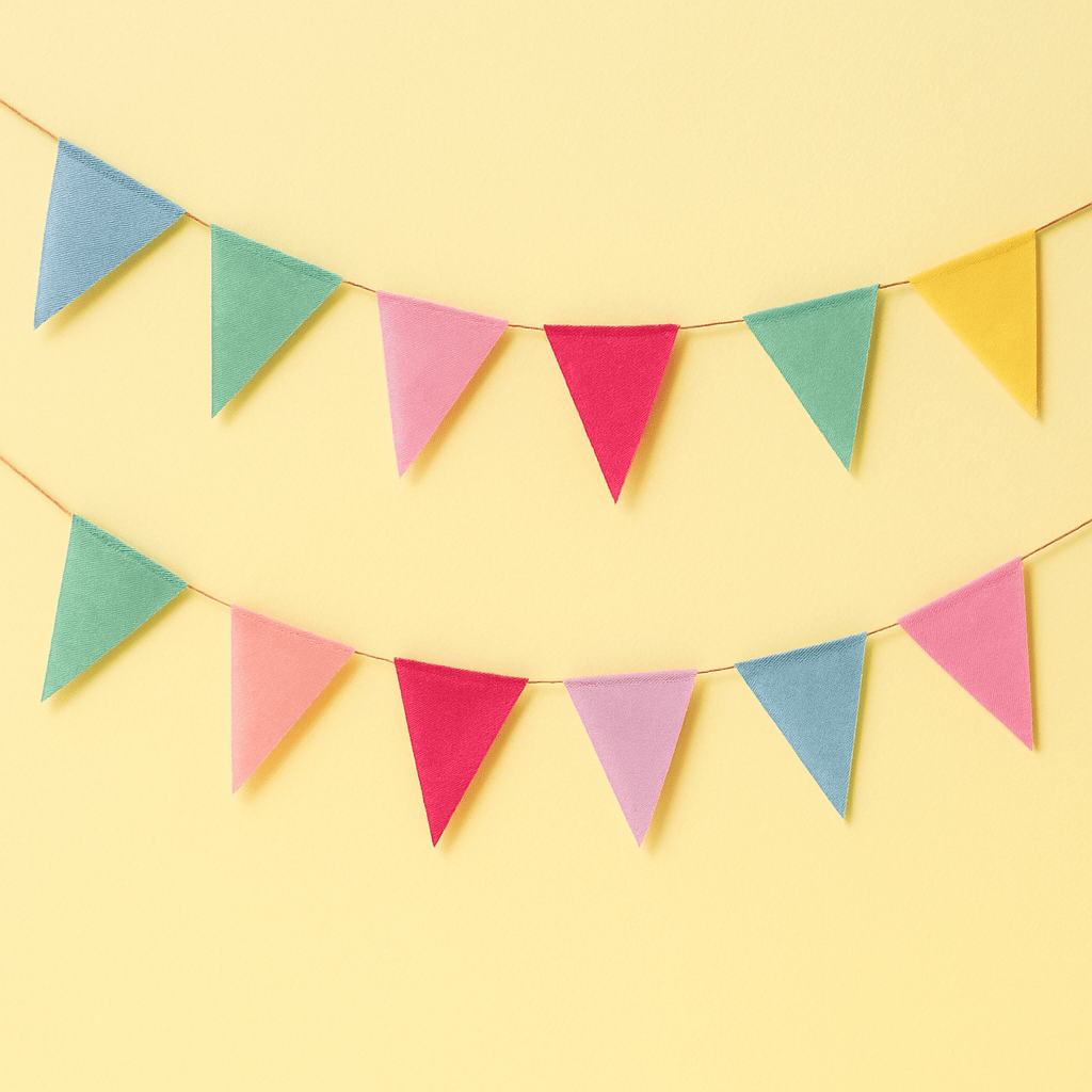 Rustic Rainbow Pennant Banner - Forgetmenot