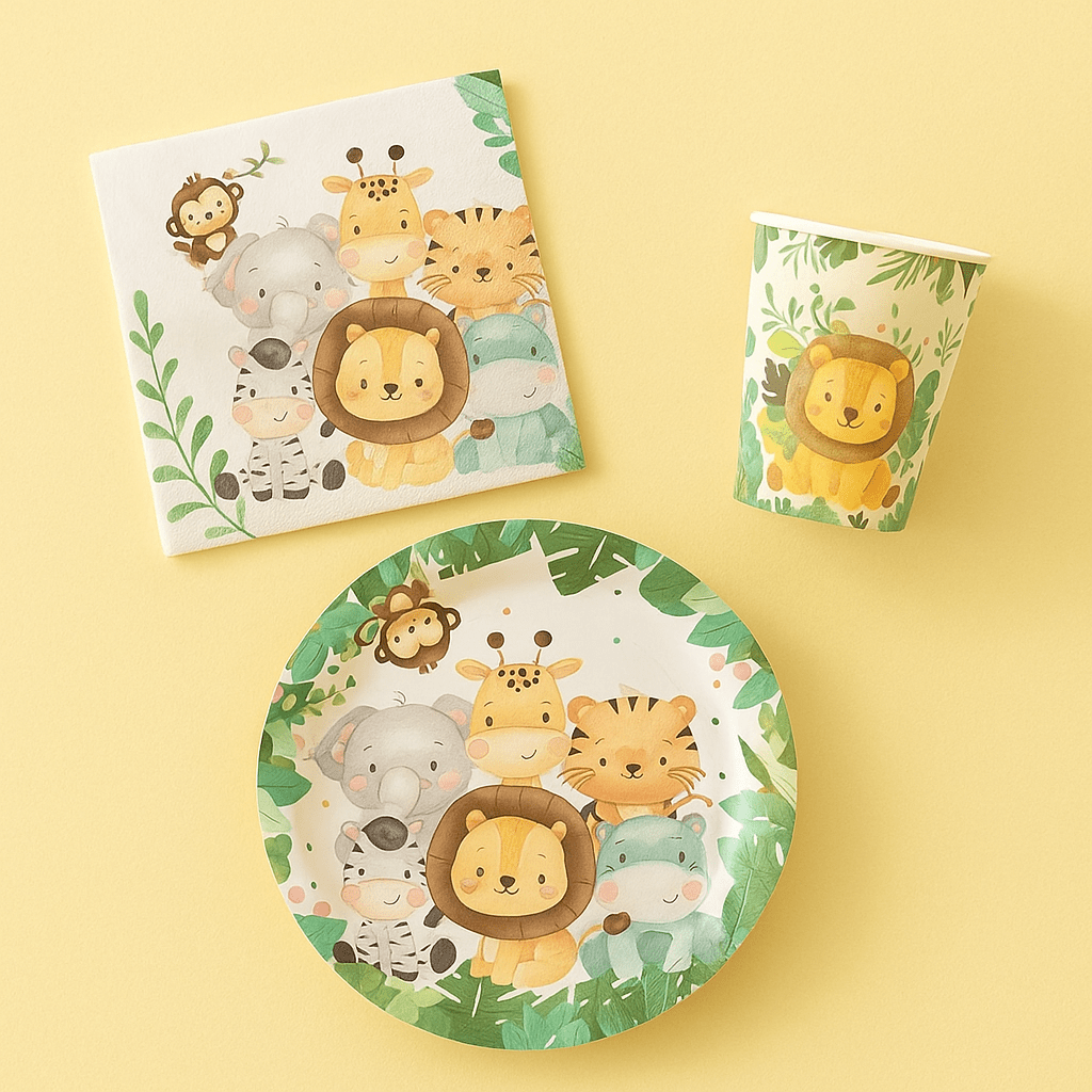 Safari Celebrations Birthday Tableware Set - Forgetmenot