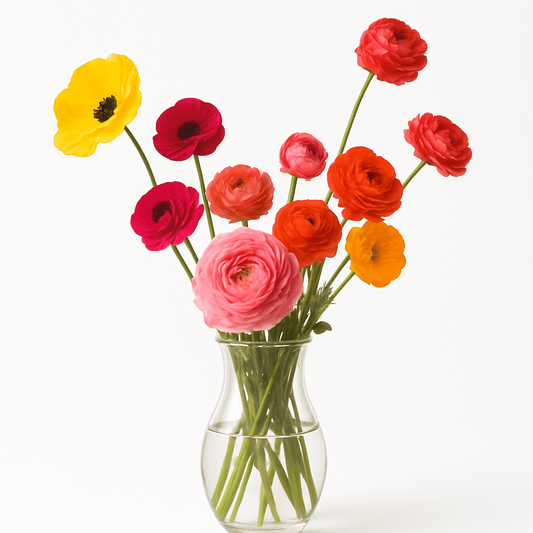 Colour Burst In A Glass Vase - Forgetmenot