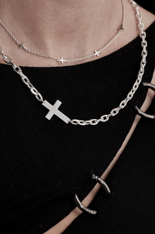 Falling Cross Maxi Necklace - Forgetmenot