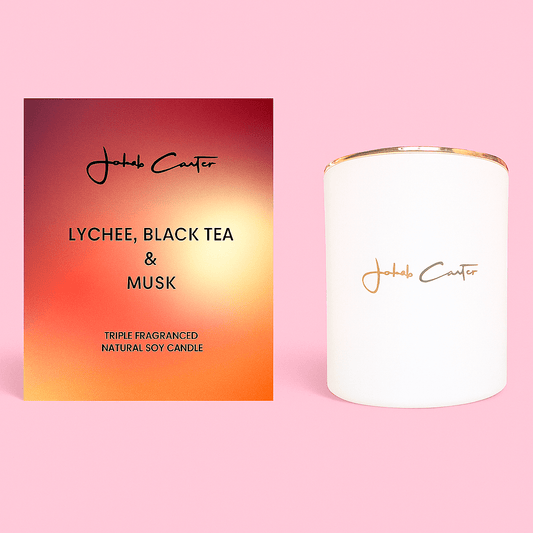 LYCHEE, BLACK TEA & MUSK SOY CANDLE - Forgetmenot