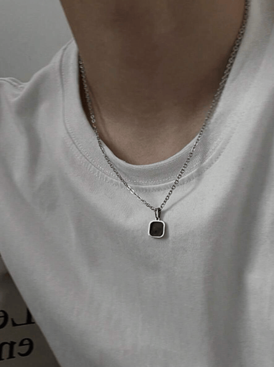 Mens Black Opal Necklace - Forgetmenot